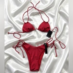 Swim Set VS🔥 Twist Rope Triangle Bikini Top&Twist Rope Tie-Side Bikini Bottom